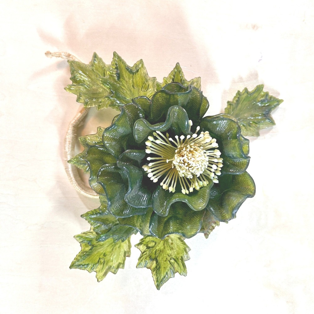 Unbranded Resin Flower Green Botanical Sculpture OS Set of 2